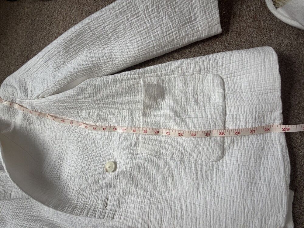 Talbots White Textured Crinkle Gauze Cotton Blazer Jacket Single Button Size 10 - Picture 7 of 12